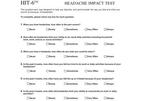 what is the headache impact test|headache questionnaire for patients.